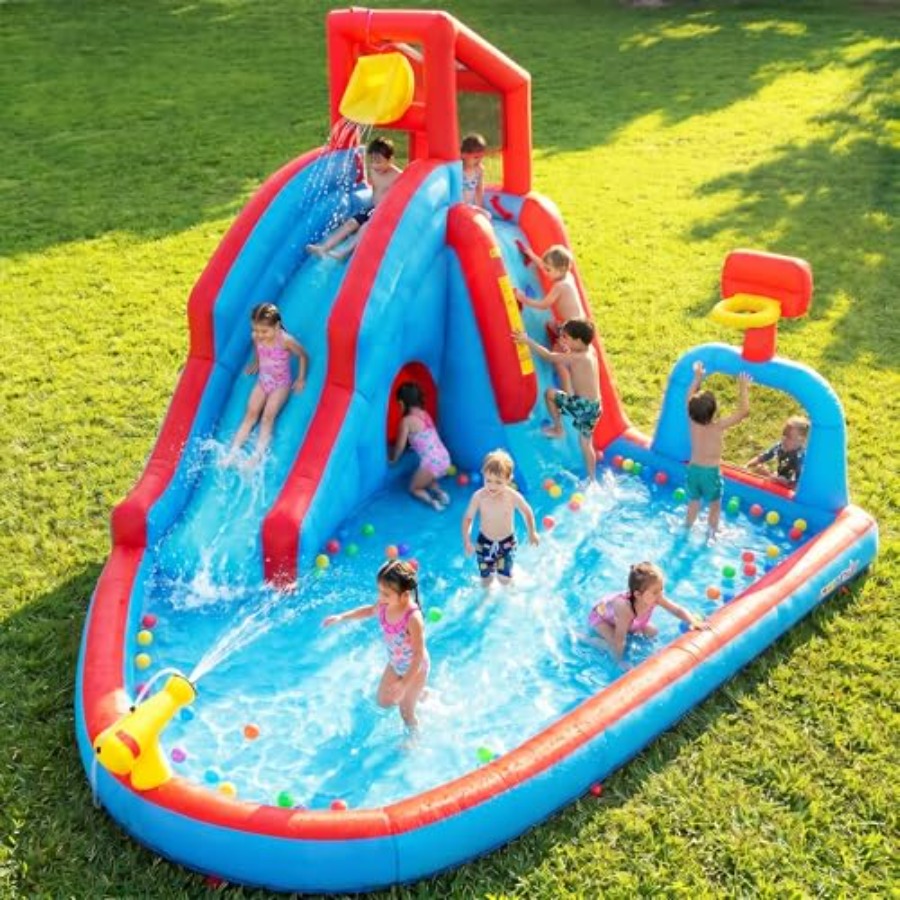 Kids Outdoor Park - Aufblasbare Wasserrutsche mit Hüpfburg für Kinder