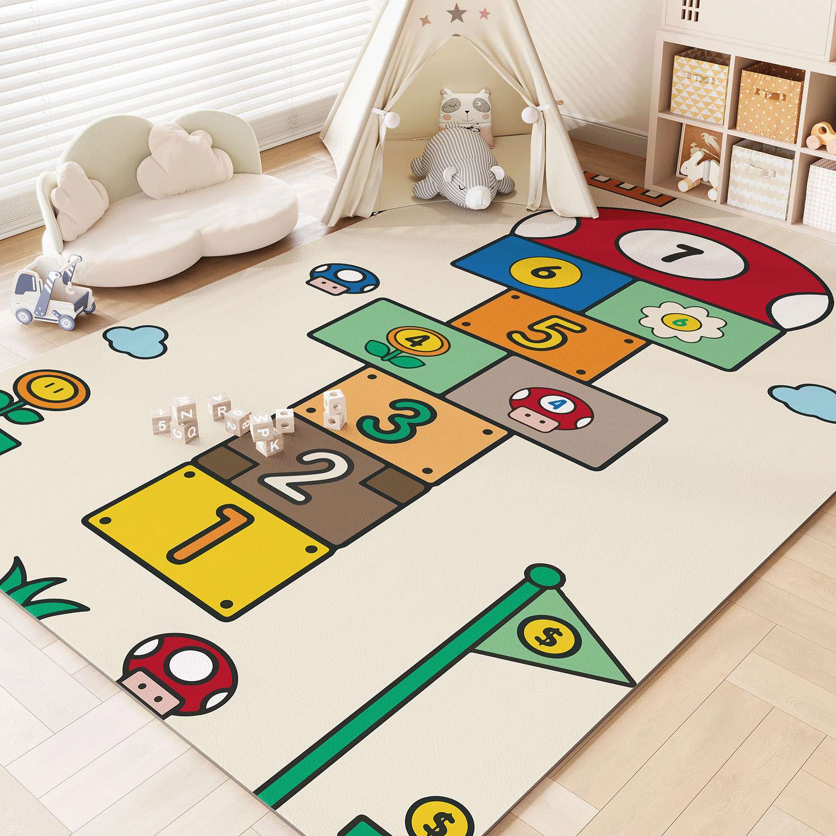Kids Outdoor Kitchen - Niedlicher Spiel-Kinderteppich, PVC, rutschfeste Bodenmatte, Kinderspielteppich,