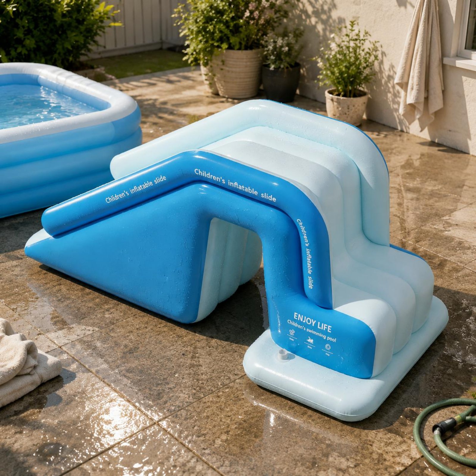 Kids Outdoor Park - Aufblasbare Poolrutsche Faltbarer Aufblasbarer Wasserpark Kinder-Spritzbecken