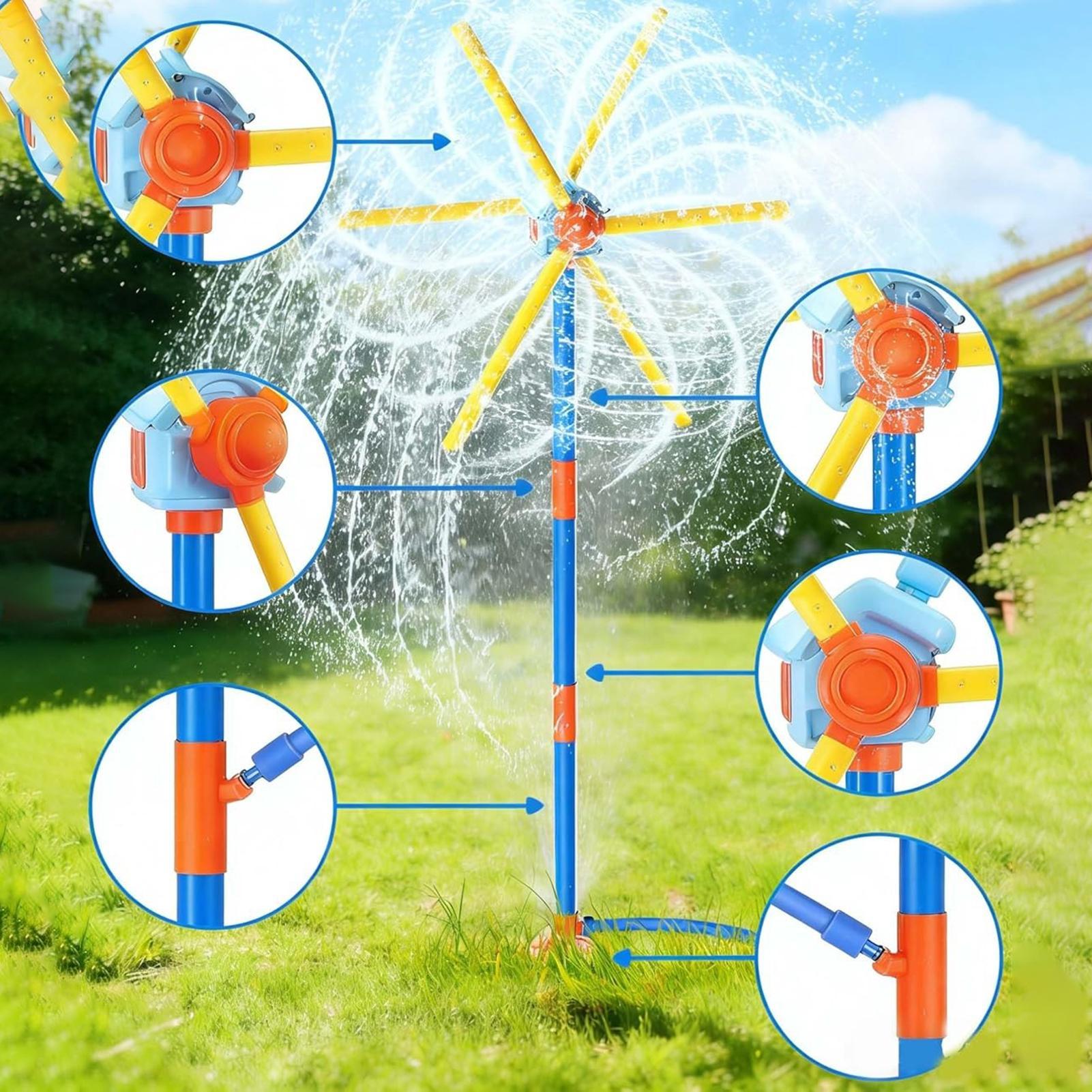 Kids Outdoor Movies - Kinder-Sprinkler-Windmühle, lustiger Sprinkler mit 54 Düsen,