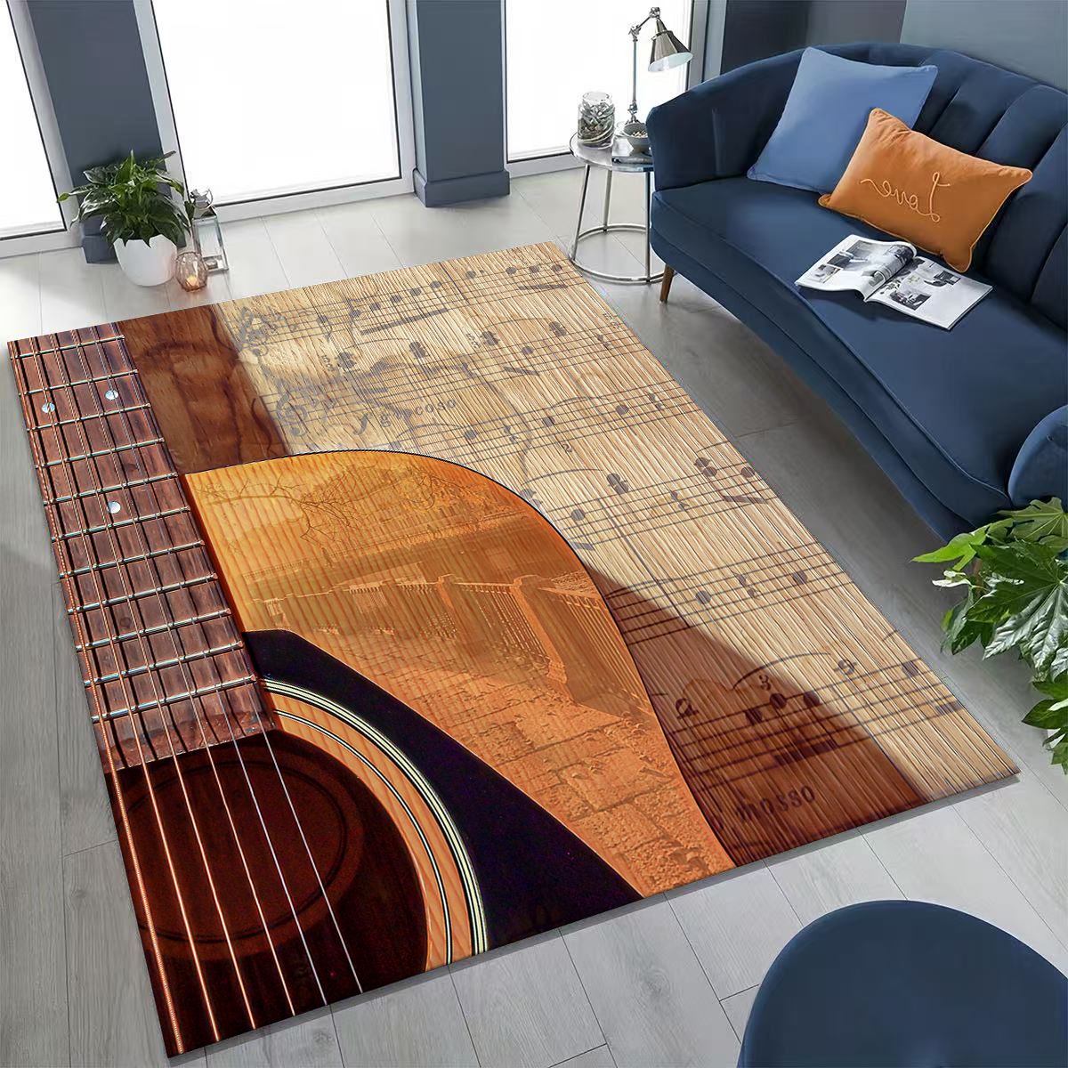 Kids Outdoor Music - Tanzender Musiknoten-Teppich mit Cartoon-Motiv für Schlafzimmer,