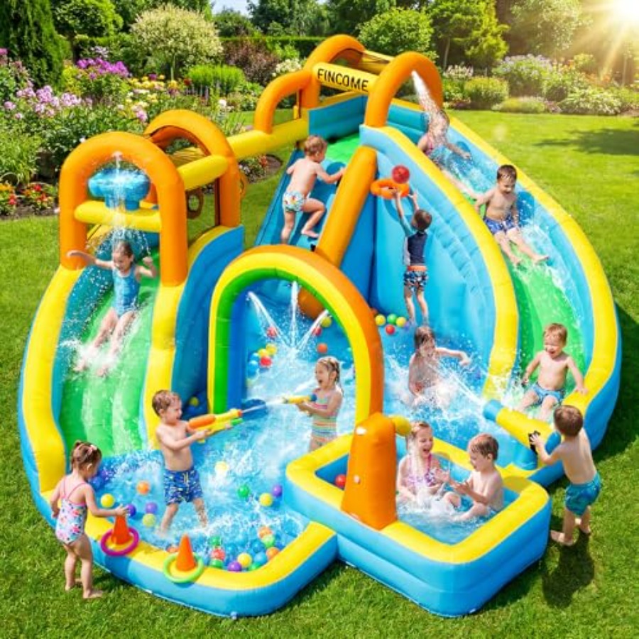 Kids Outdoor Park - Aufblasbarer Wasserrutschenpark für Kinder im Garten: