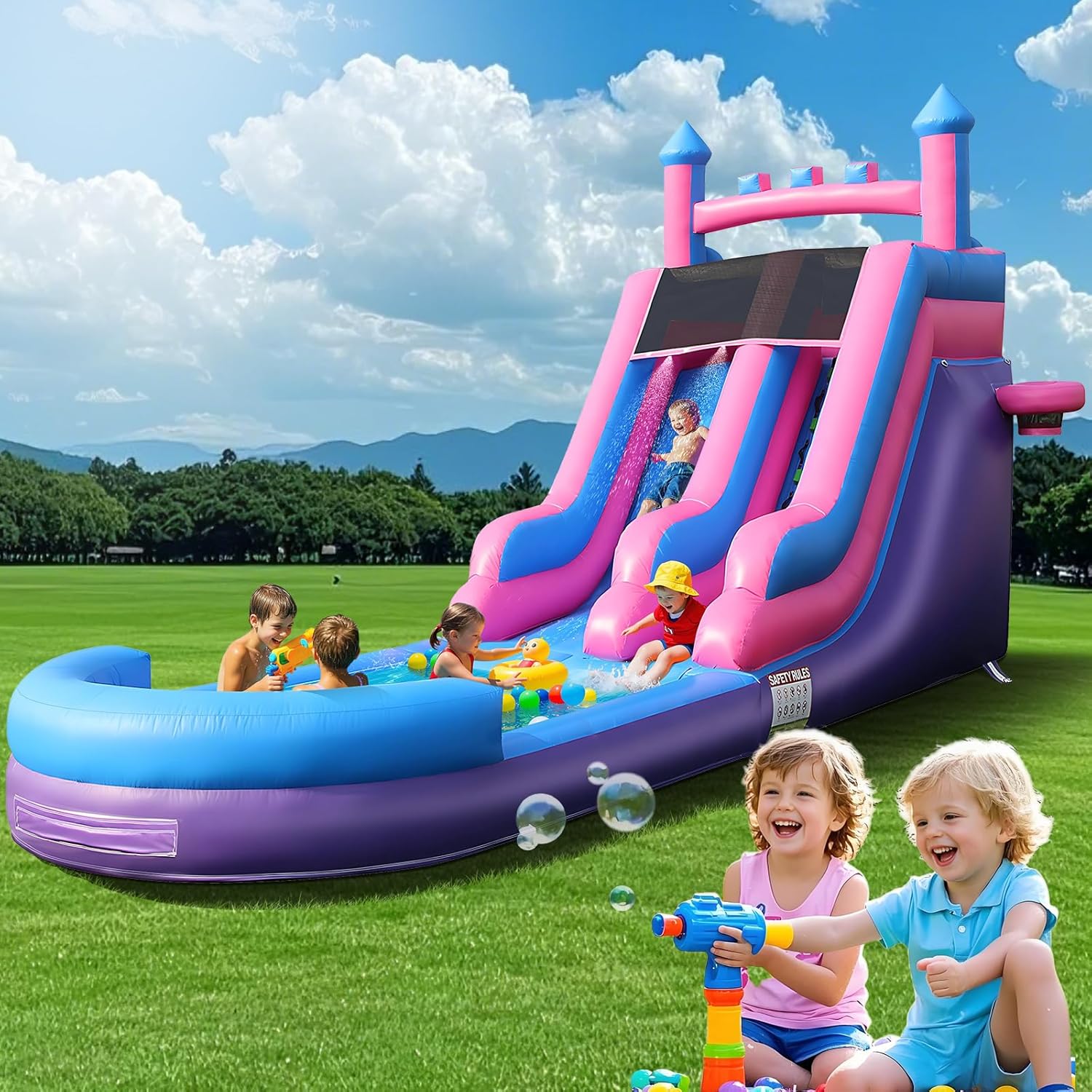 Kids Outdoor Park - 8m Robuste Aufblasbare Wasserrutsche mit Großem