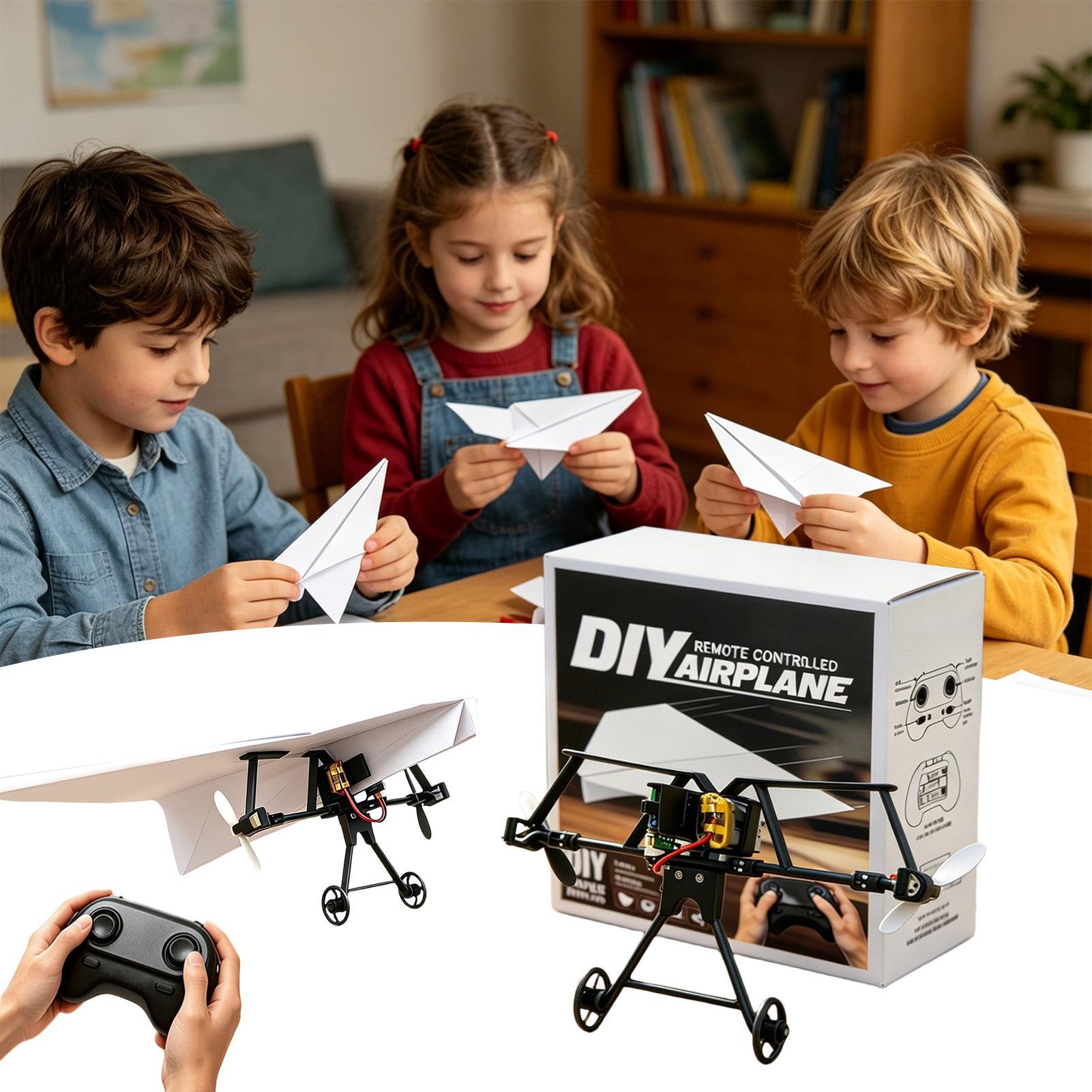 Kids Outdoor Activity Set - DIY RC Papierflugzeug-Bausatz Flugzeugspielzeug mit Gyro-Stabilisator