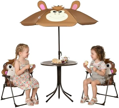 Kids Outdoor Umbrella Chair - Kinder Tisch- und Stuhl-Set Picknicktisch mit