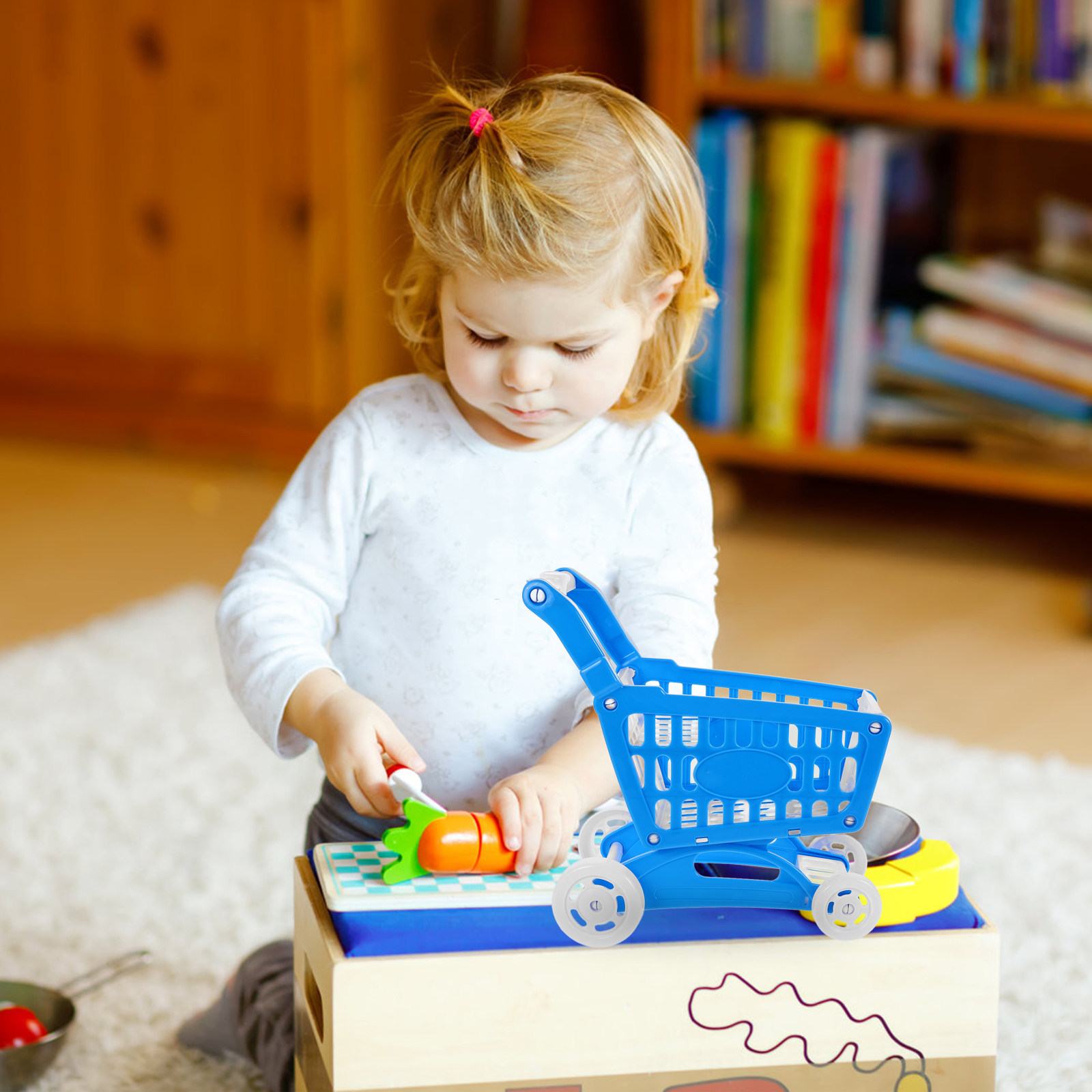 Kids Indoor Outdoor Cart - Mini Blauer Einkaufswagen Supermarkt-Handkarren für Kinder