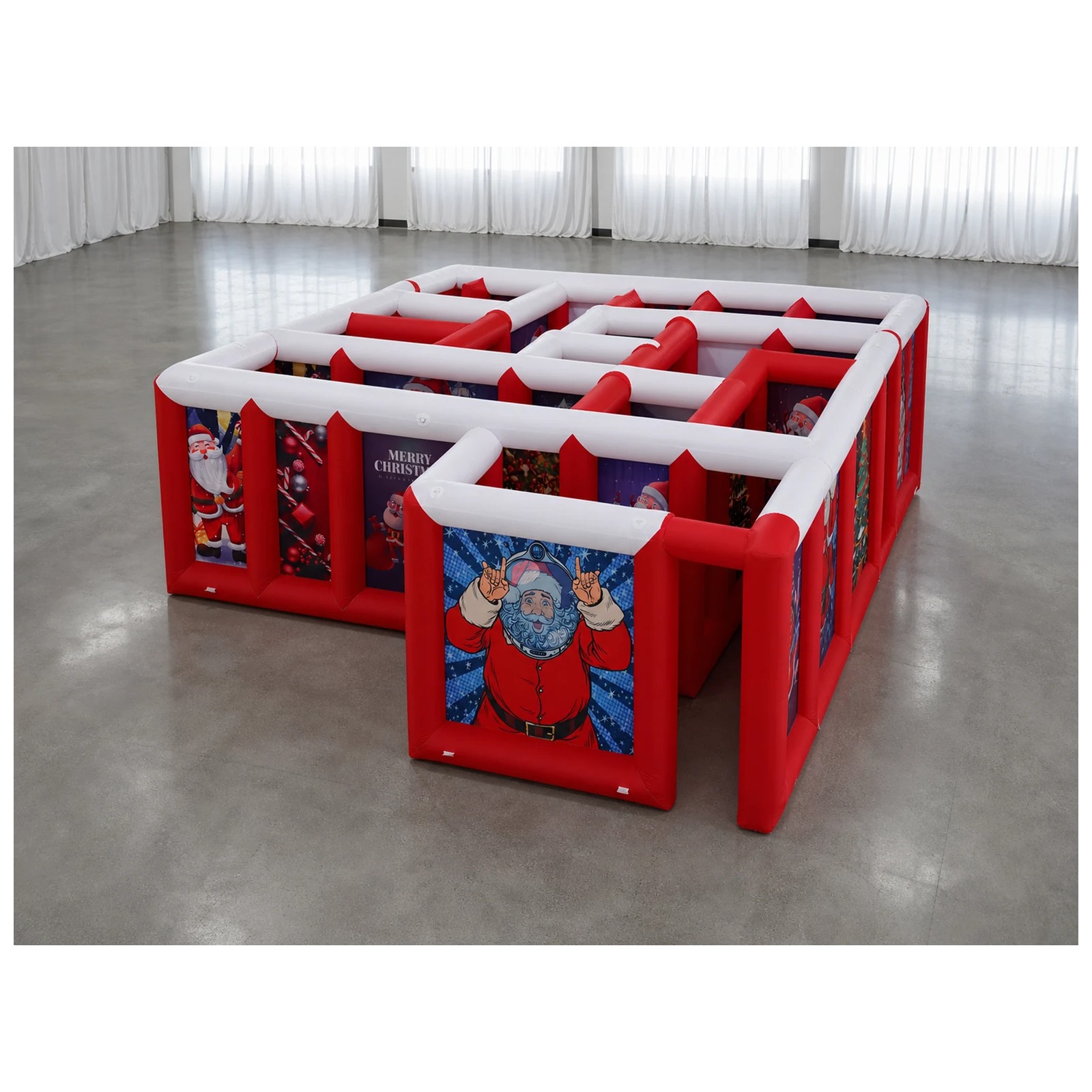 Kids Outdoor Games For Party - Großes rot-weißes aufblasbares Labyrinth mit Flachdach