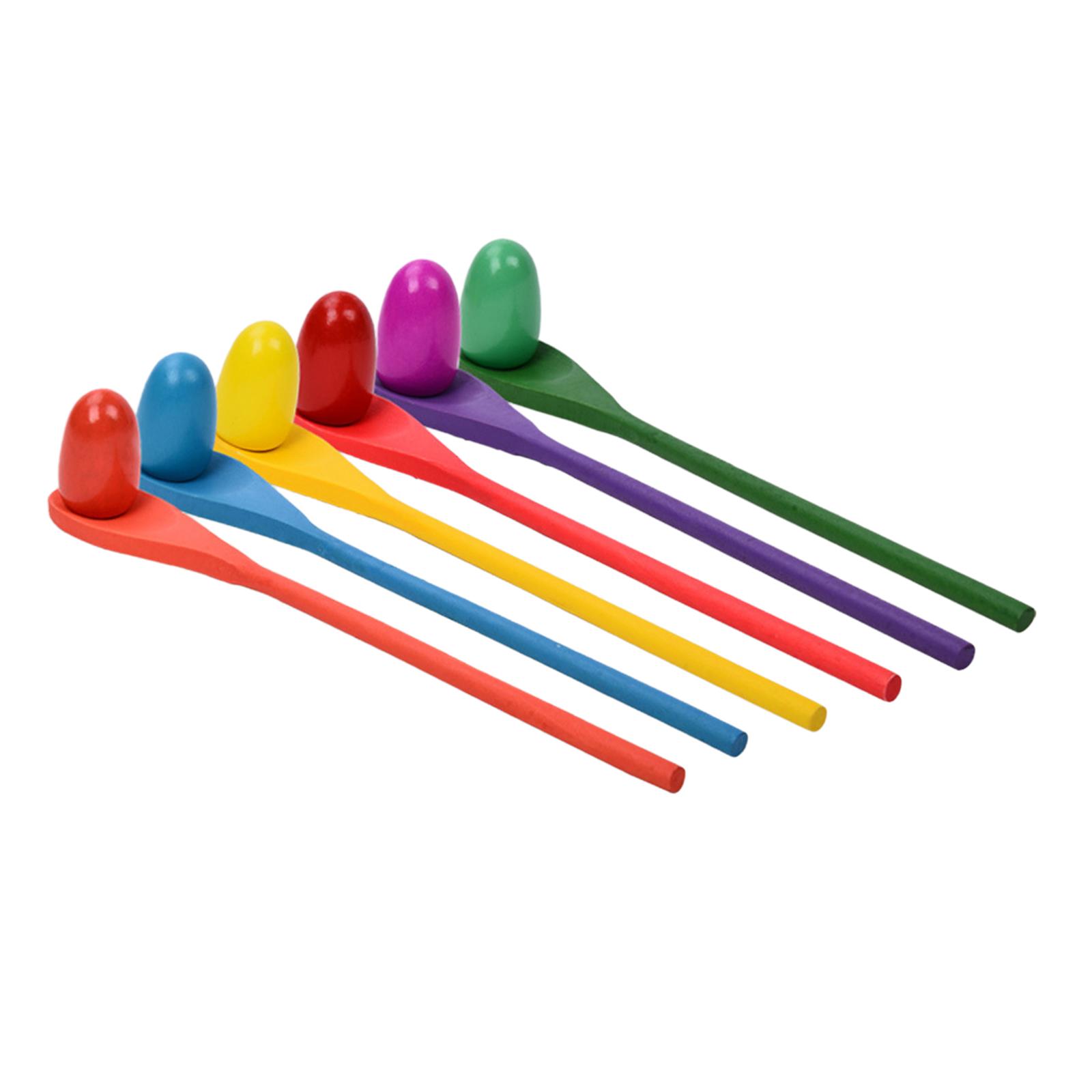 Kids Outdoor Yard - 6-teiliges Eierlöffel-Rennspiel, Hand-Auge-Koordination, Vorschul-Lernspielzeug, Lernspielzeug für