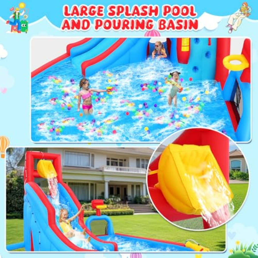 Aufblasbare Wasserrutsche mit  – Kids Outdoor Park Bewertung und Preis