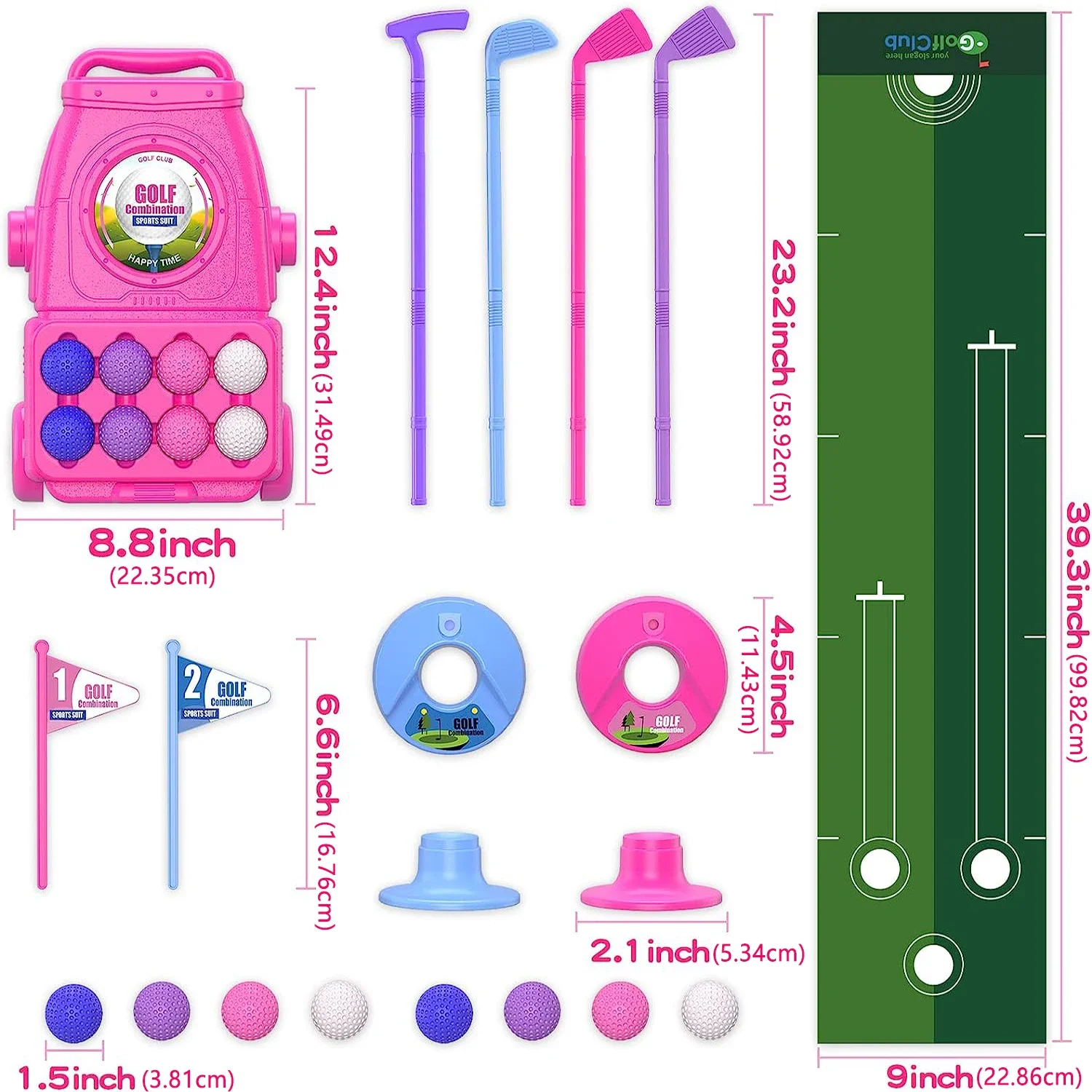 Rosa Kinder-Golfschläger-Set m – Kids Indoor Outdoor Cart Bewertung und Preis